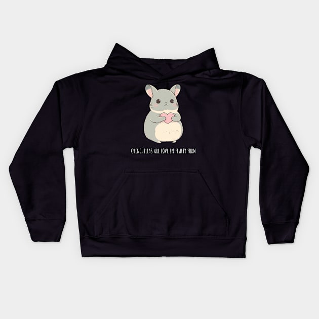 Cute Chinchilla Love Kids Hoodie by UnrealArtDude